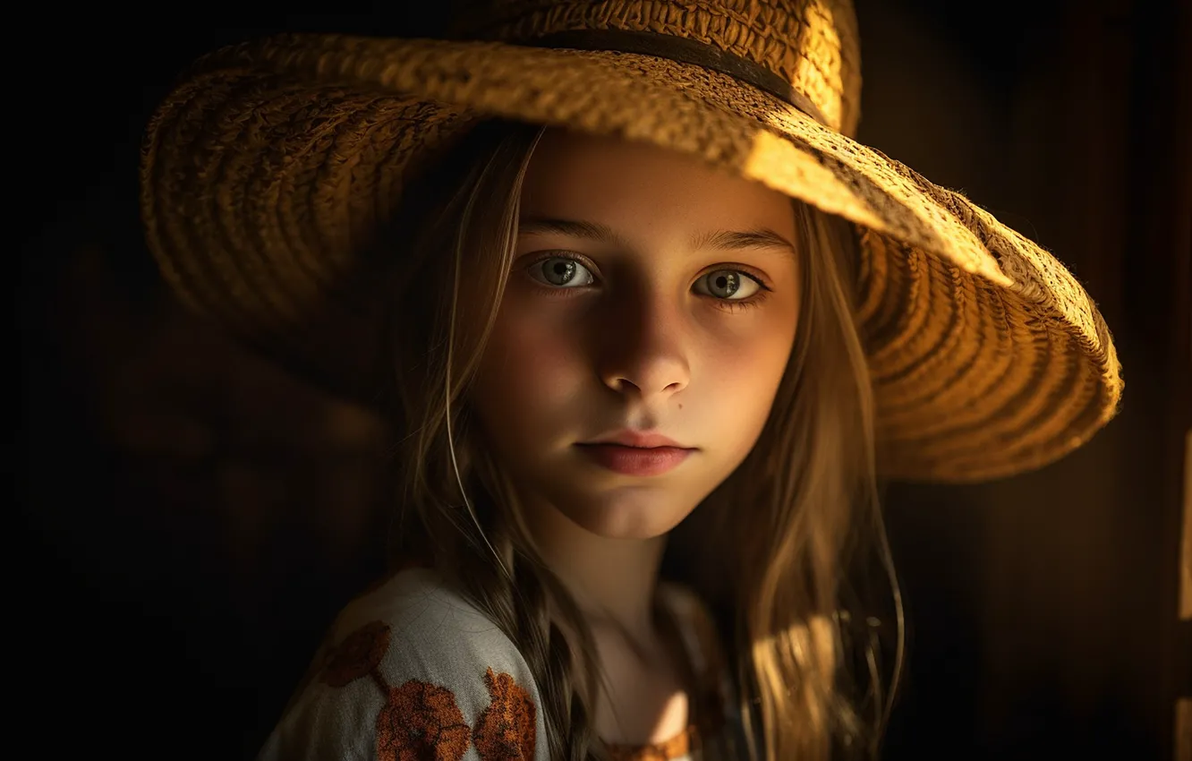 Photo wallpaper portrait, hat, girl, AI art, The Art of Artificial Intelligence, neural network