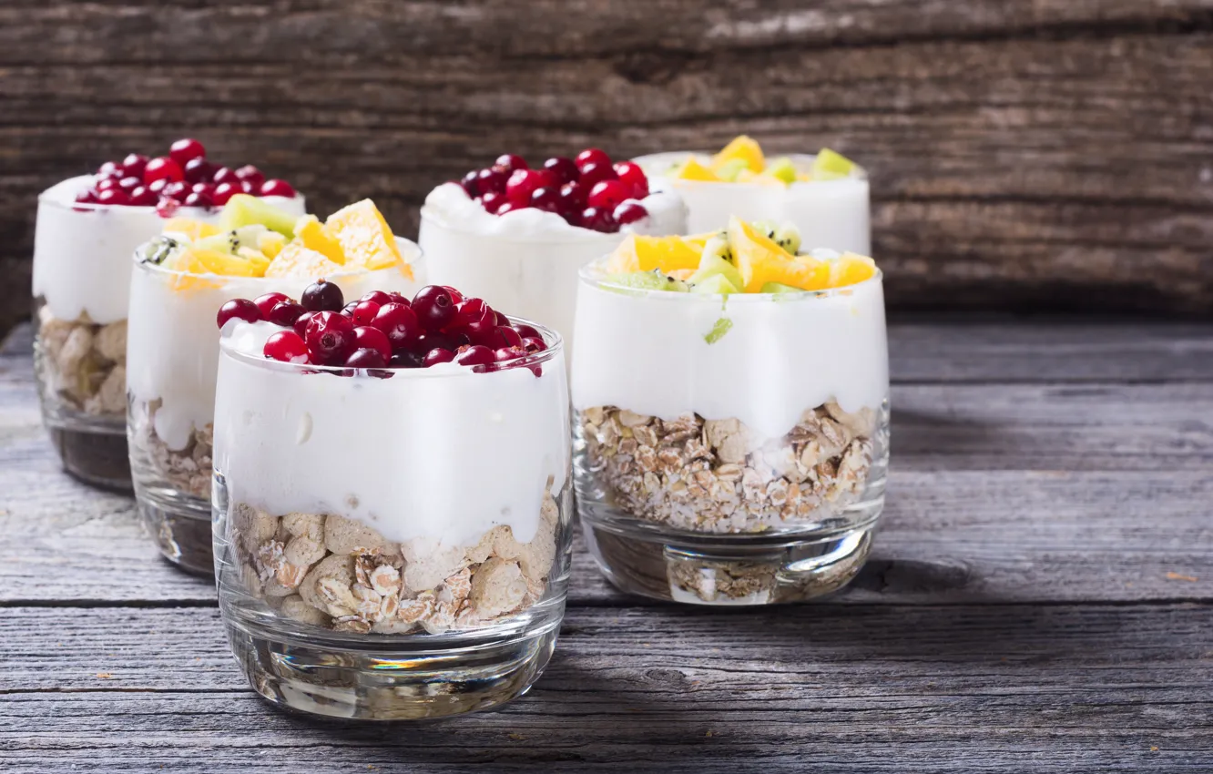 Photo wallpaper berries, cereal, yogurt