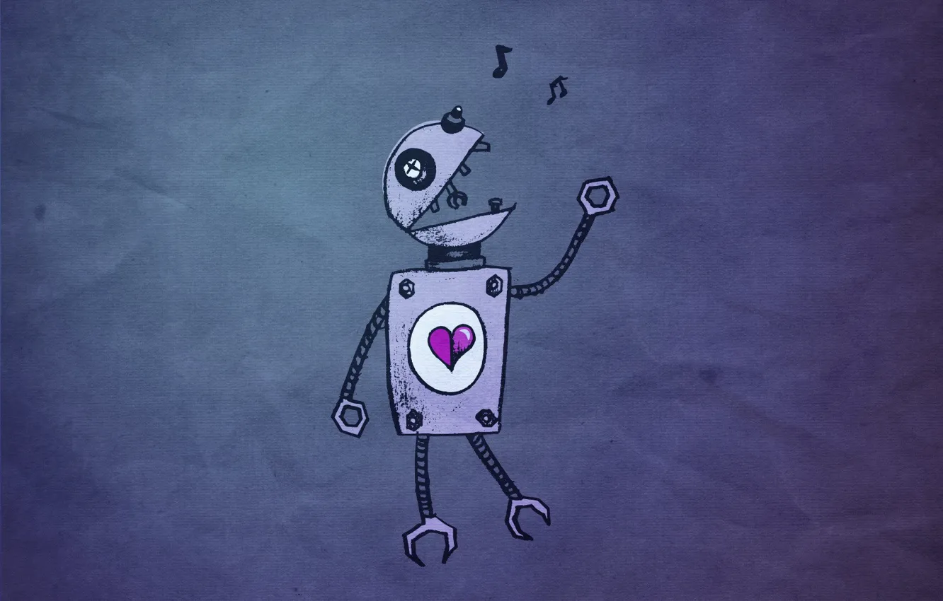 Photo wallpaper heart, robot, Love