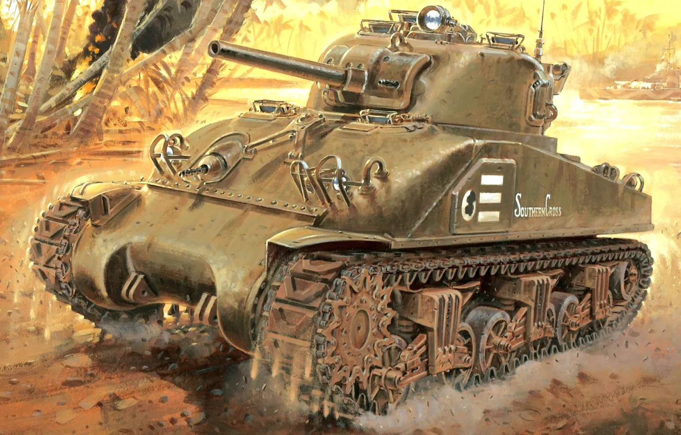 Photo wallpaper figure, USA, Tank, The Second World War, Sherman