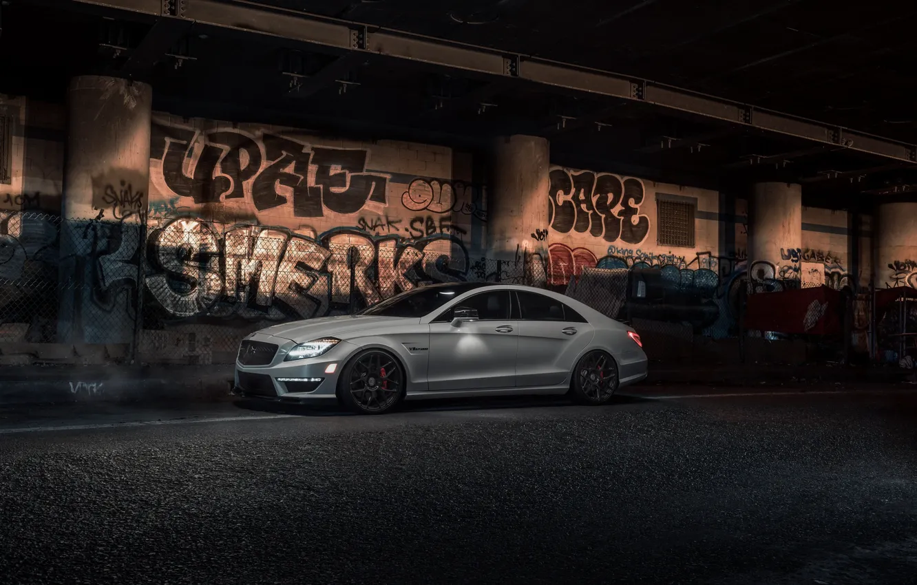 Photo wallpaper Light, Mercedes, AMG, White, CLS63, W218, Graphity