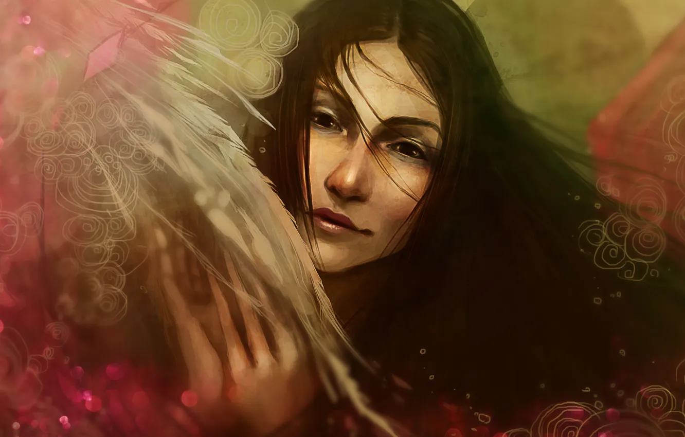 Photo wallpaper girl, figure, brunette, art