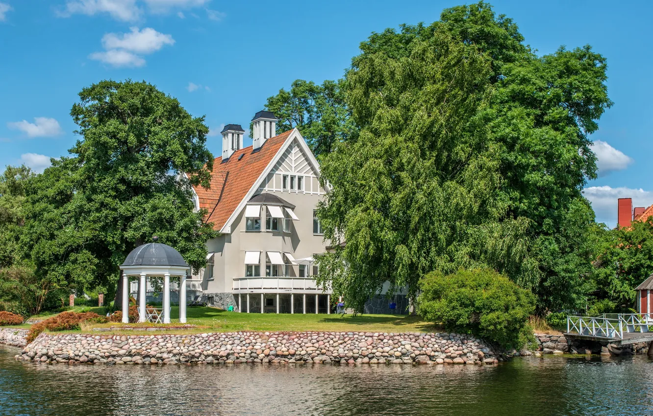 Photo wallpaper trees, the city, photo, home, Sweden, Nacka, Stockholm