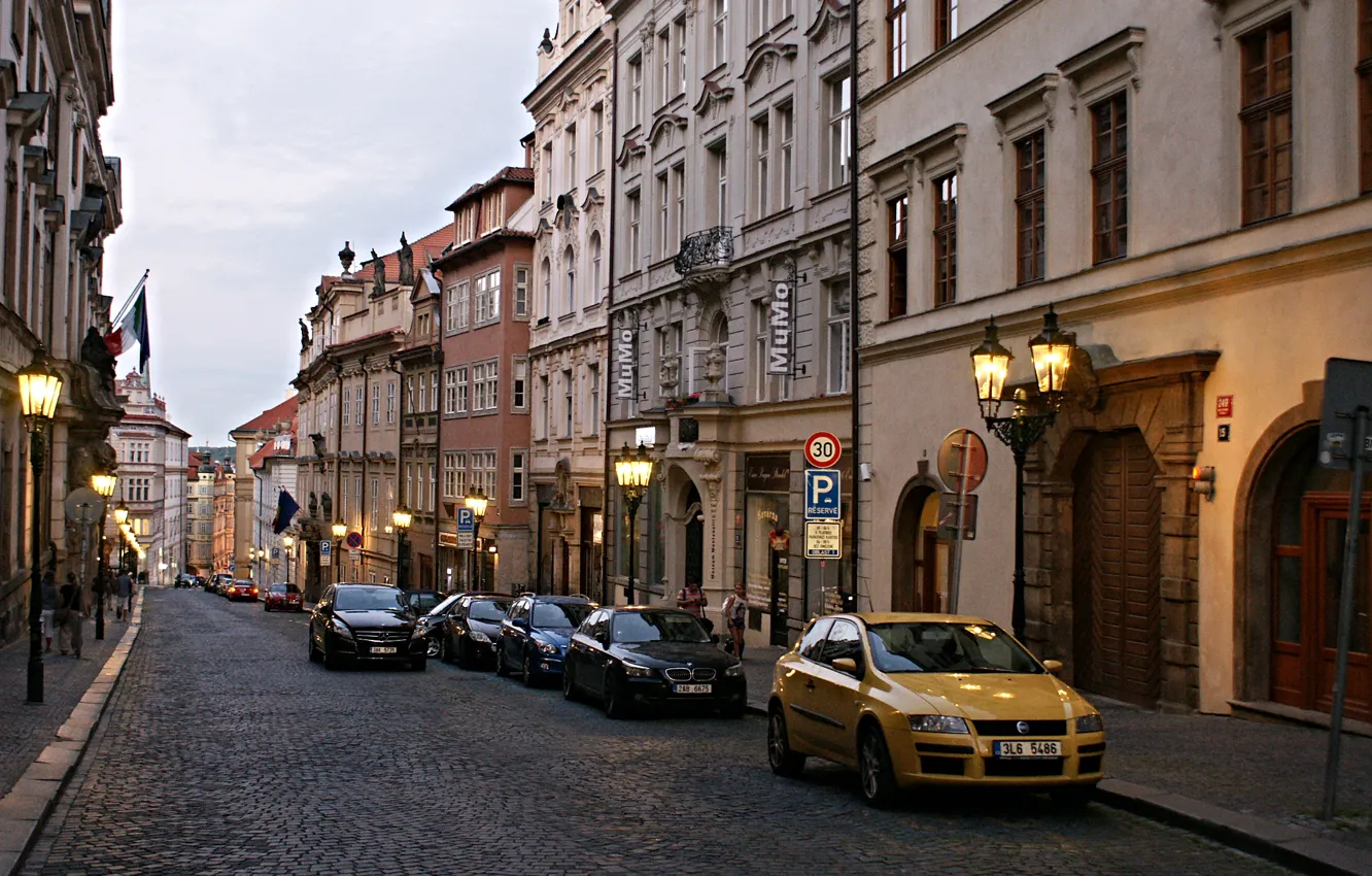 Photo wallpaper auto, street, the descent, home, pavers