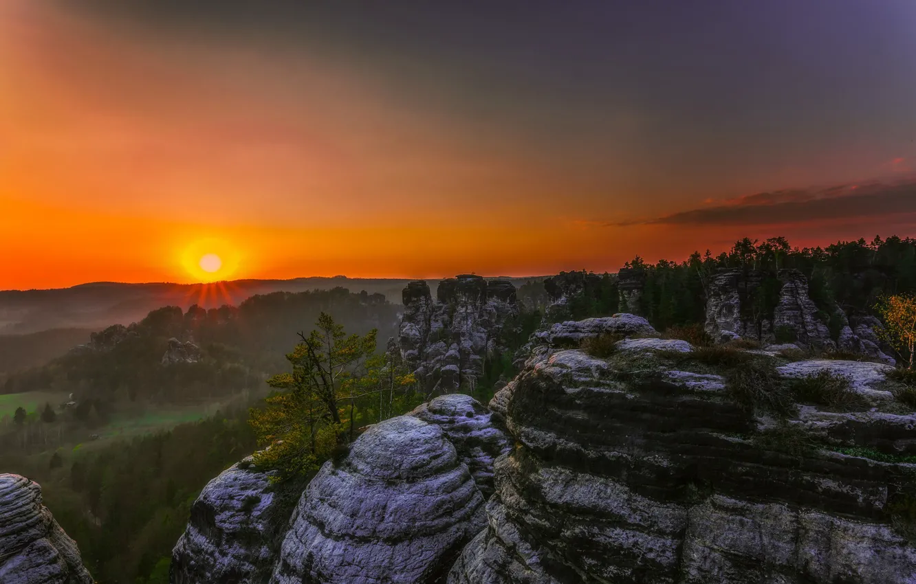 Photo wallpaper mountains, rocks, Elbe Sandstone mountains