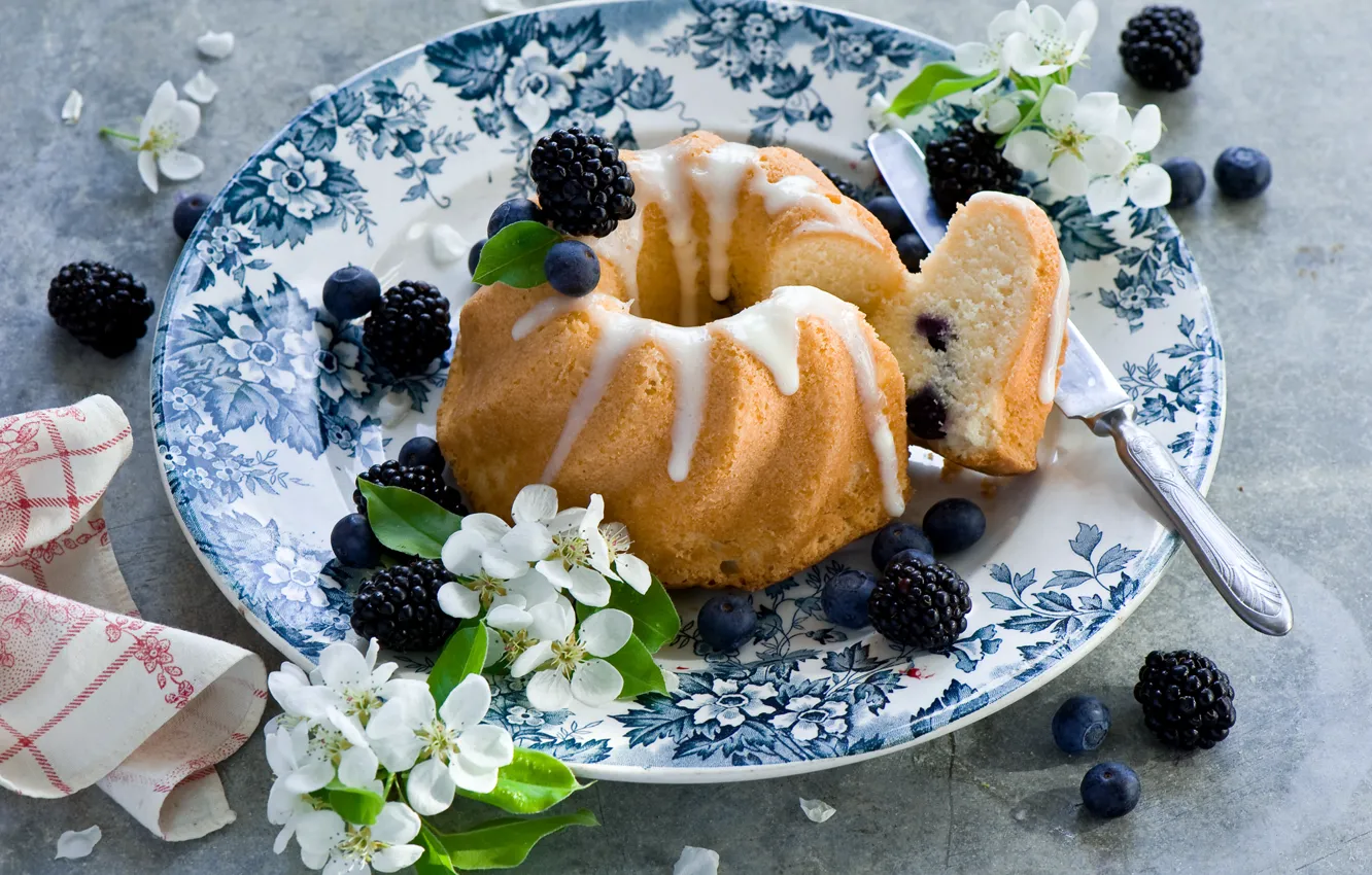 Photo wallpaper berries, blueberries, BlackBerry, cupcake
