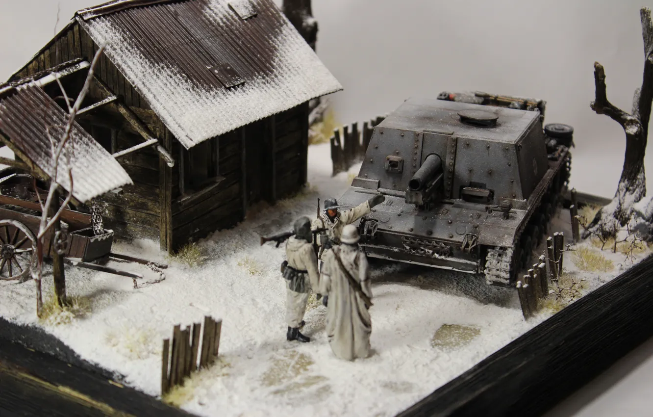 Photo wallpaper toy, home, layout, soldiers, model, StuIG 33B, Assault gun