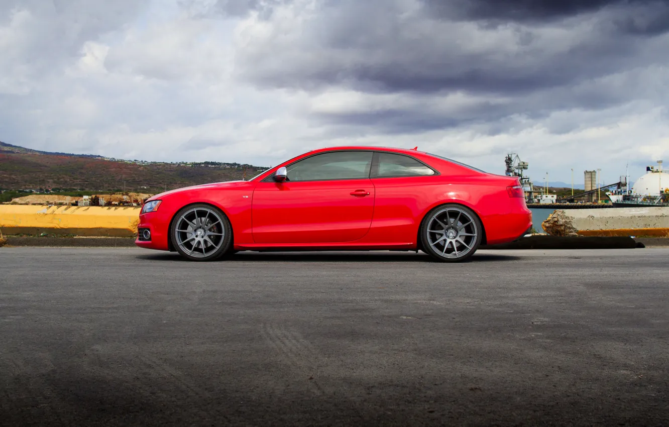 Photo wallpaper Audi, Audi, profile, red, red