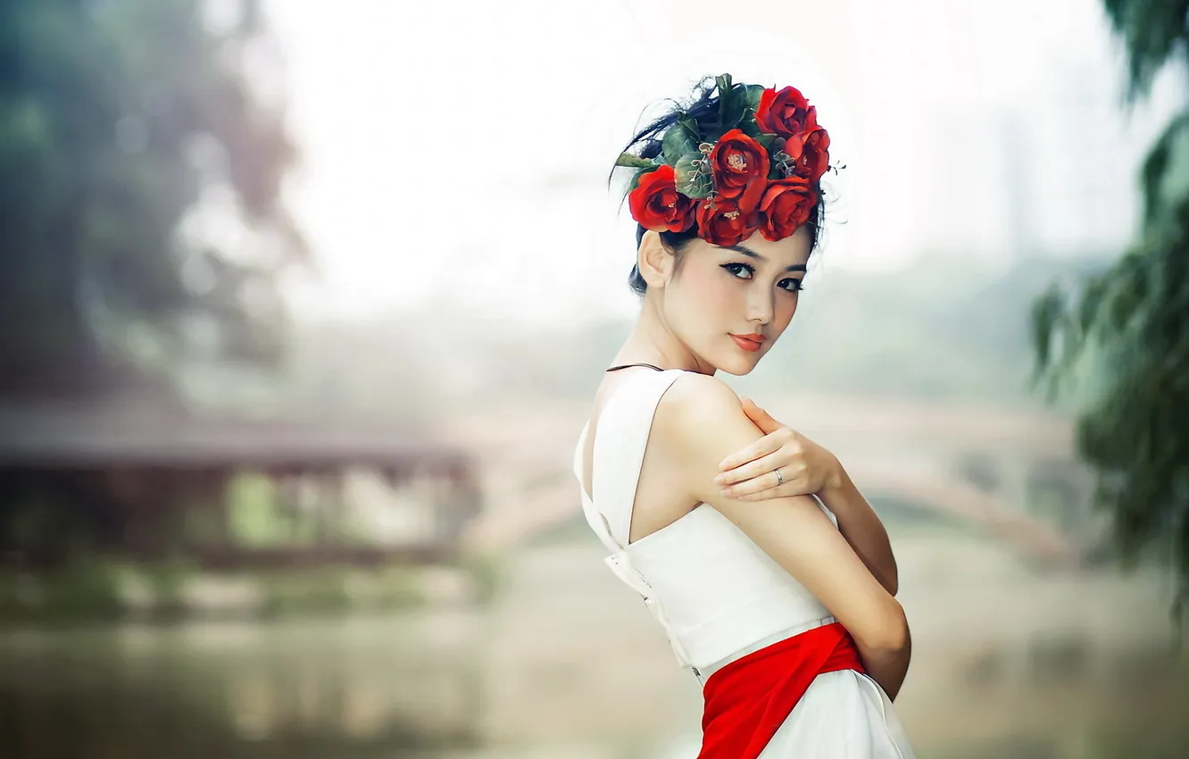 Photo wallpaper look, girl, Asian