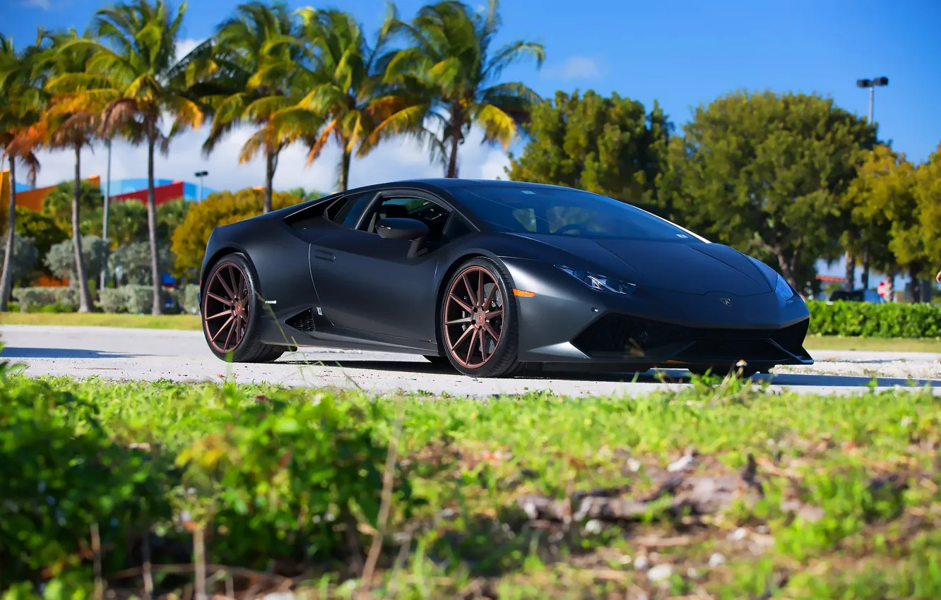 Photo wallpaper Lamborghini, Sun, Day, Summer, Supercar, Vossen, Wheels, Huracan