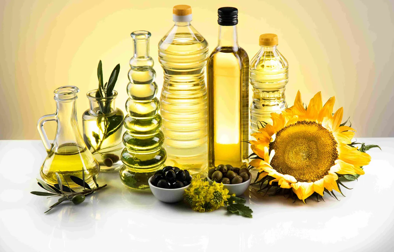 Photo wallpaper yellow, natural, cuisine, olive oil, olive, healthy, ingredients, GOURMET