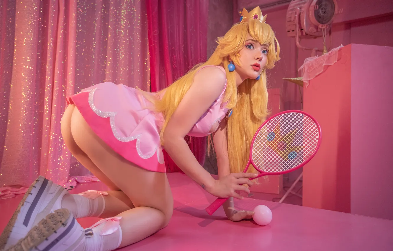 Photo wallpaper ass, model, women, cosplay, Princess Peach, women indoors, Sai Westwood