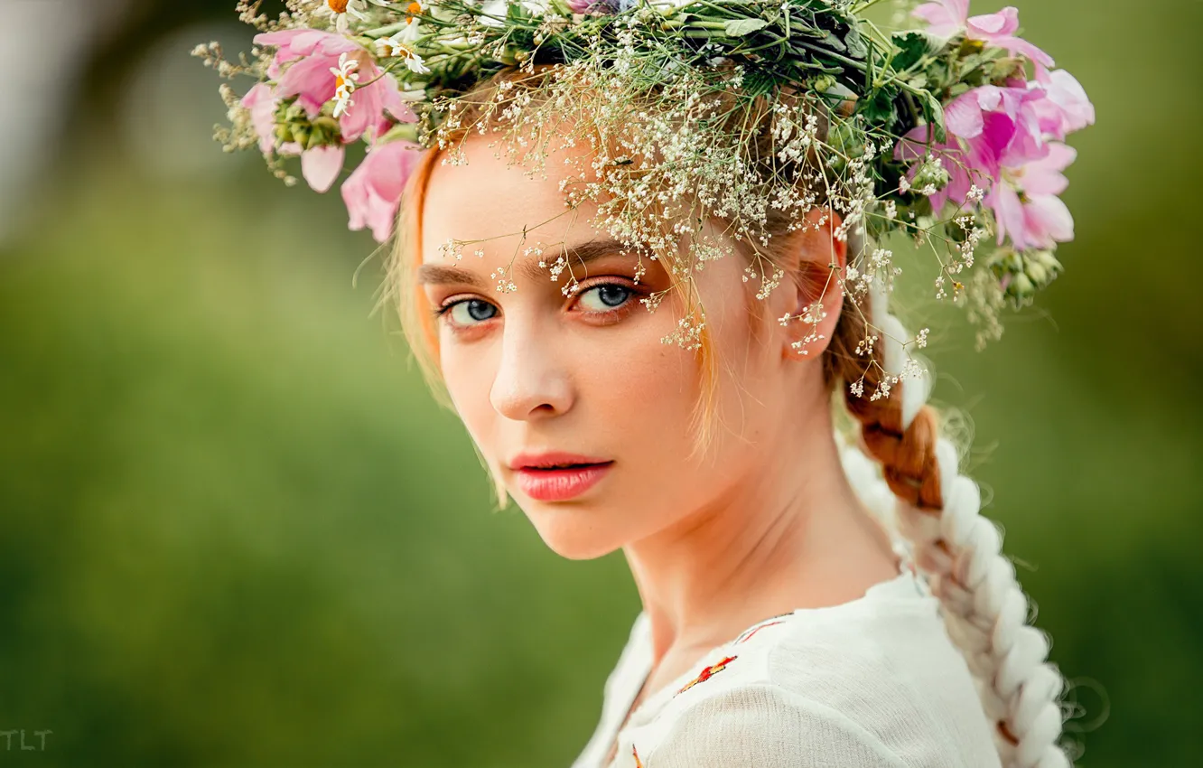 Photo wallpaper girl, hair, wreath, Aleksandr Suhar, Aliona Turcan
