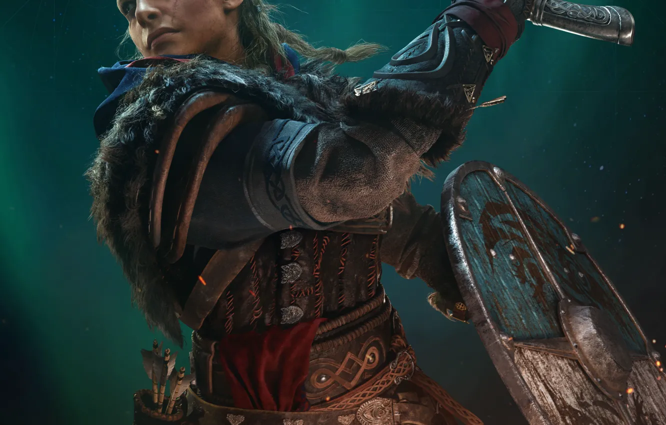 Photo wallpaper the game, game, Ubisoft, Assassin's Creed Valhalla, Norwegian Viking Warrior, Wolf's Sister, Assassins Creed Valhalla, …