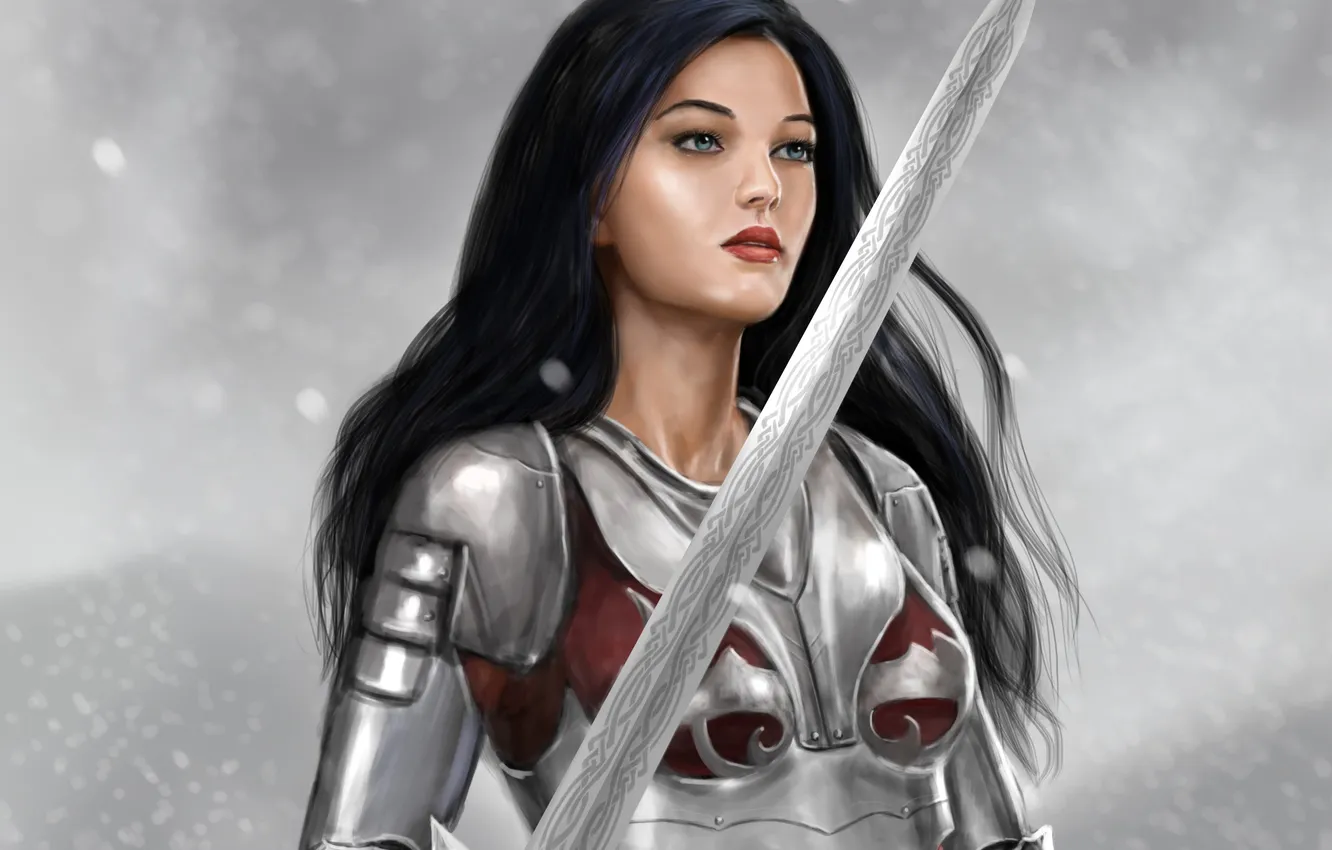 Photo wallpaper girl, sword, art, armor, Natasha, Lords of Gossamer and Shadow