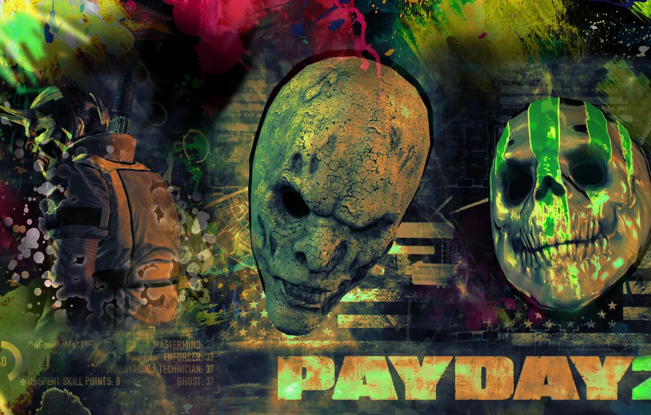 Photo wallpaper mask, art, mask, Payday, PAYDAY 2