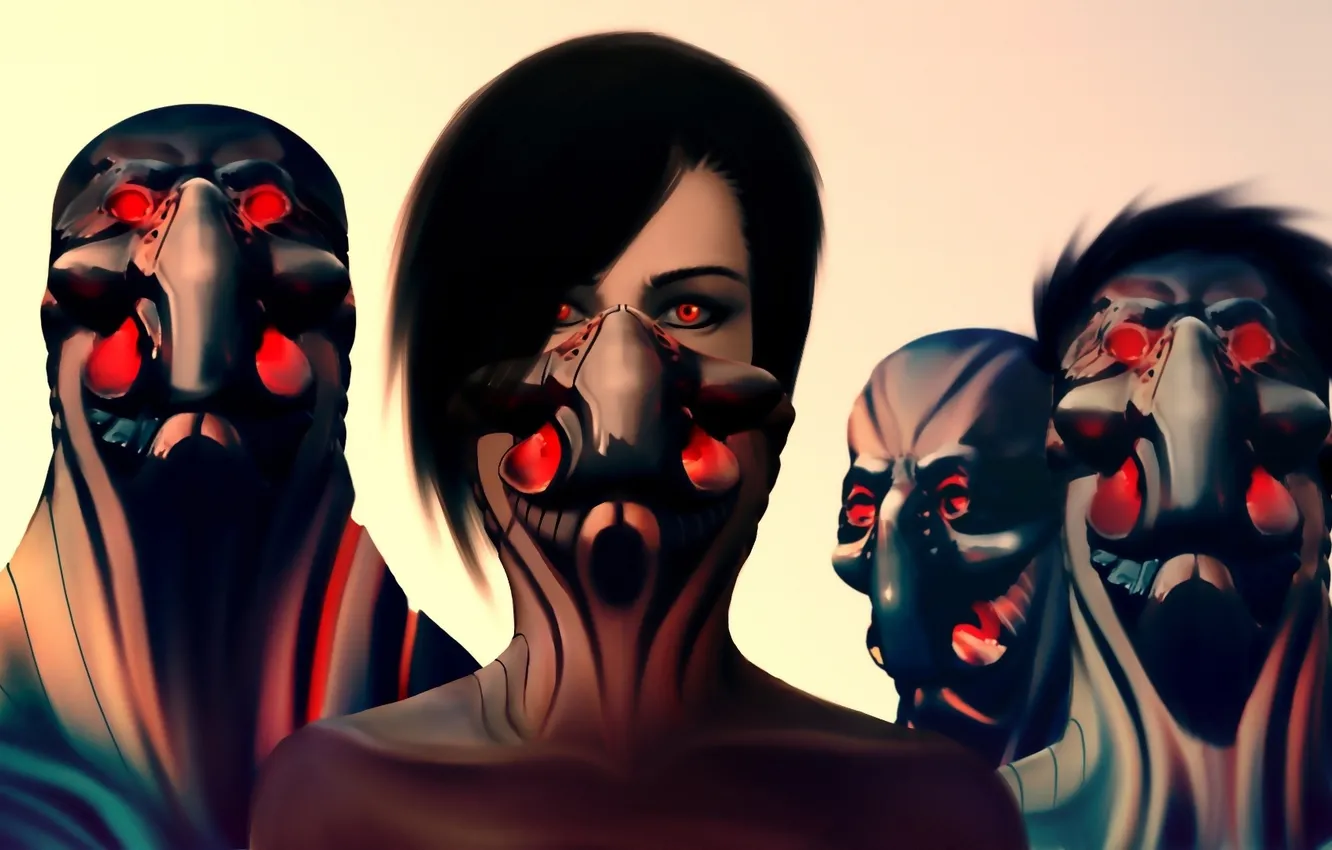 Photo wallpaper red, eyes, head, squad