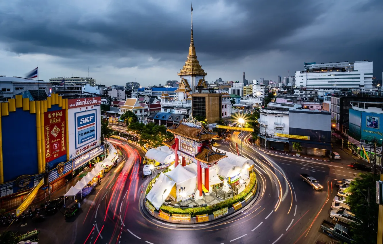 Photo wallpaper road, the city, Thailand, Bangkok, the view from the top