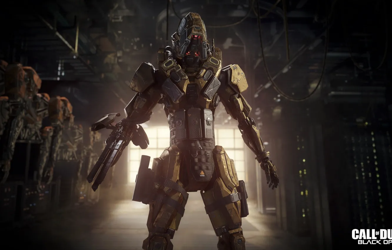 Photo wallpaper battlefield, gun, Call of Duty, game, robot, fighter, soldier, weapon
