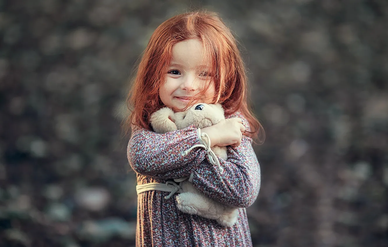 Photo wallpaper smile, toy, girl, red, baby, child, Darya Stepanova