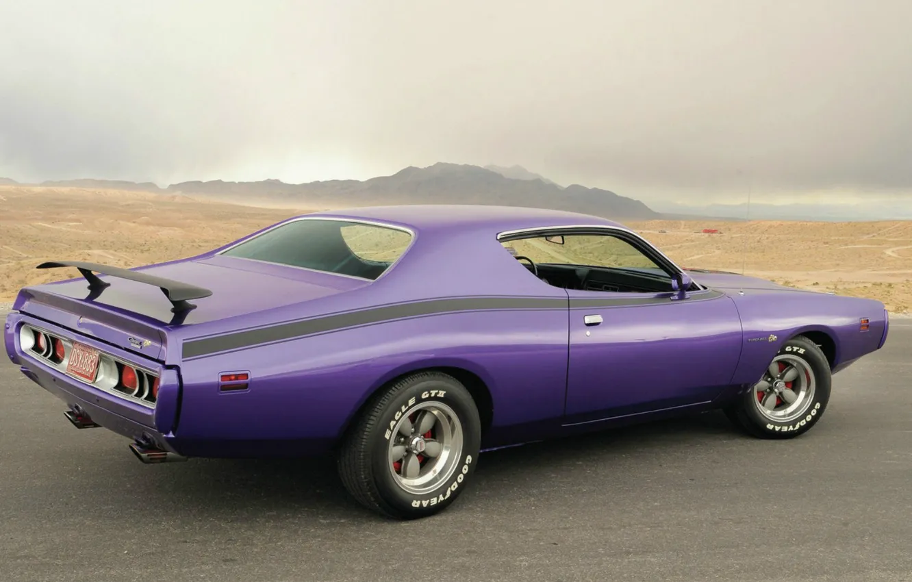 Photo wallpaper Dodge, Purple, Charger, Muscle car, Super Bee, R/T, Desert, Custom classic