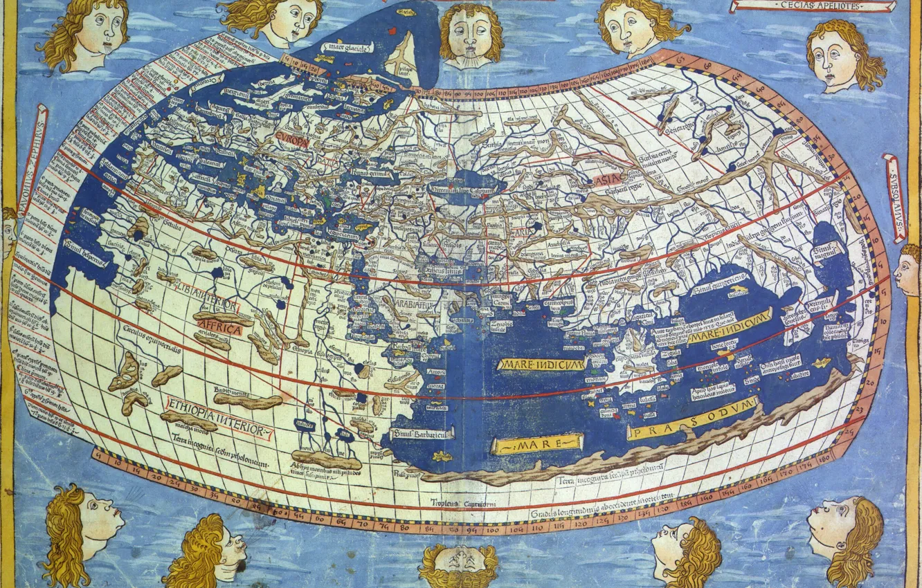 Photo wallpaper travel, world map, geography, attributed to Ptolemy
