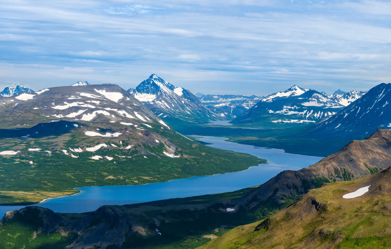Photo wallpaper landscape, mountains, Alaska, USA, Katmai National Park