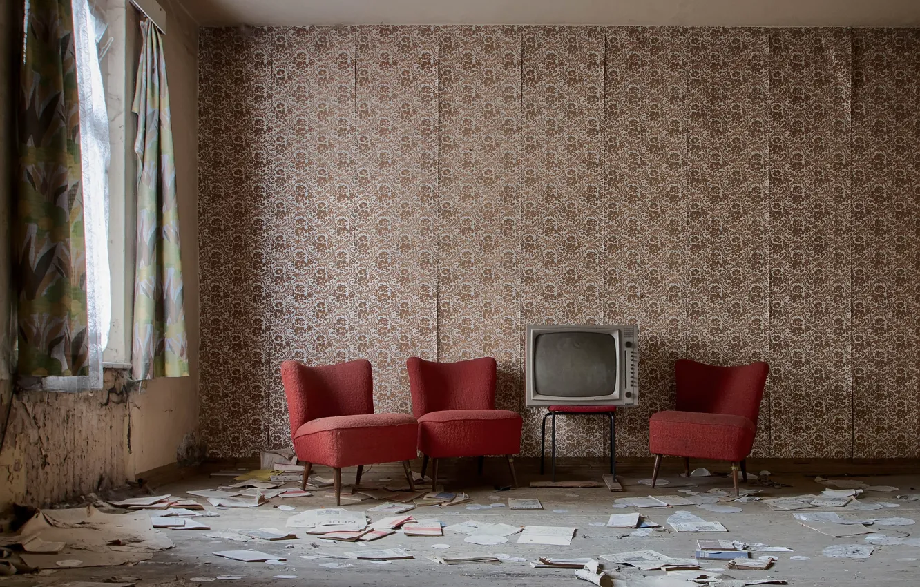 Photo wallpaper room, chair, TV