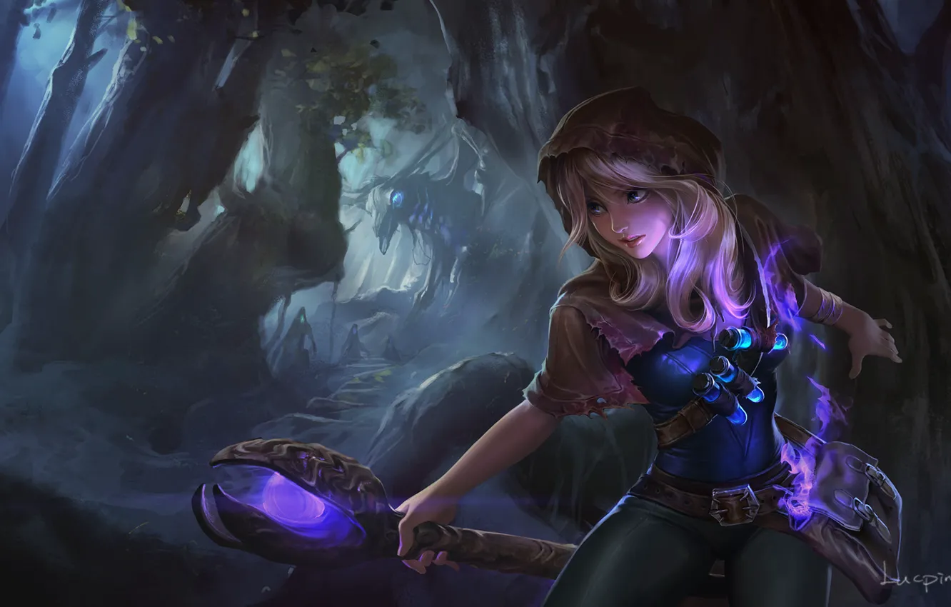 Photo wallpaper forest, the game, art, MAG, staff, fantasy, Lux, League of Legends