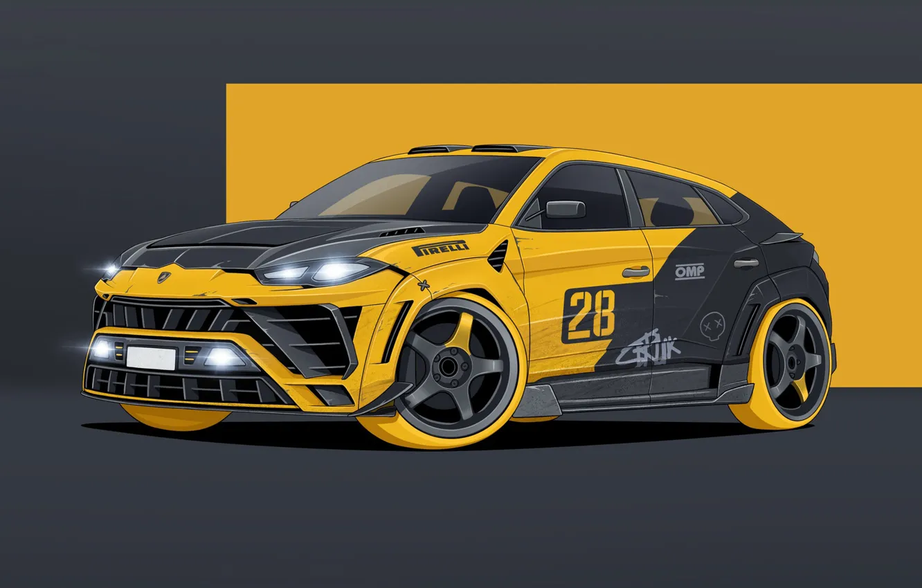 Photo wallpaper Art, Transport, Lamborghini Urus, Transport & Vehicles, Dmitry Strukov, by Dmitry Strukov, Crazy Urus