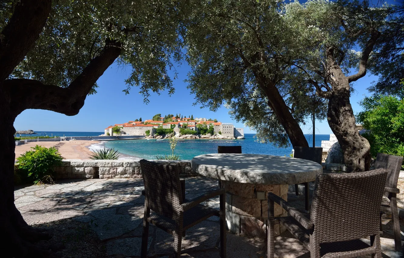 Photo wallpaper resort, Montenegro, Sveti Stefan, Sveti Stefan