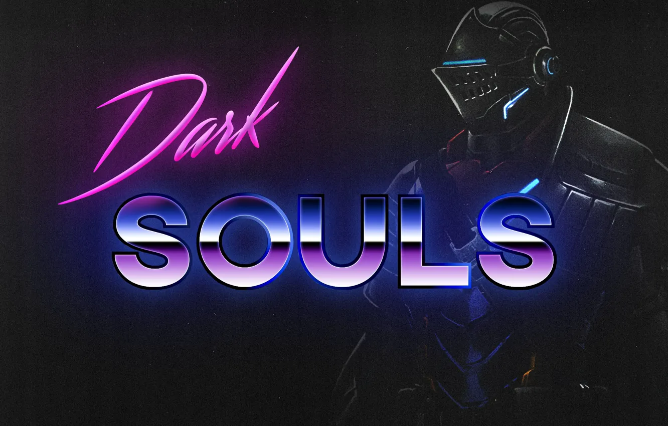 Photo wallpaper Neon, Dark, Background, Knight, Dark Souls, Souls, Synthpop, Darkwave