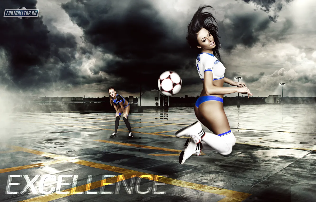 Photo wallpaper girl, sport, the ball, footbaltop, Excellence