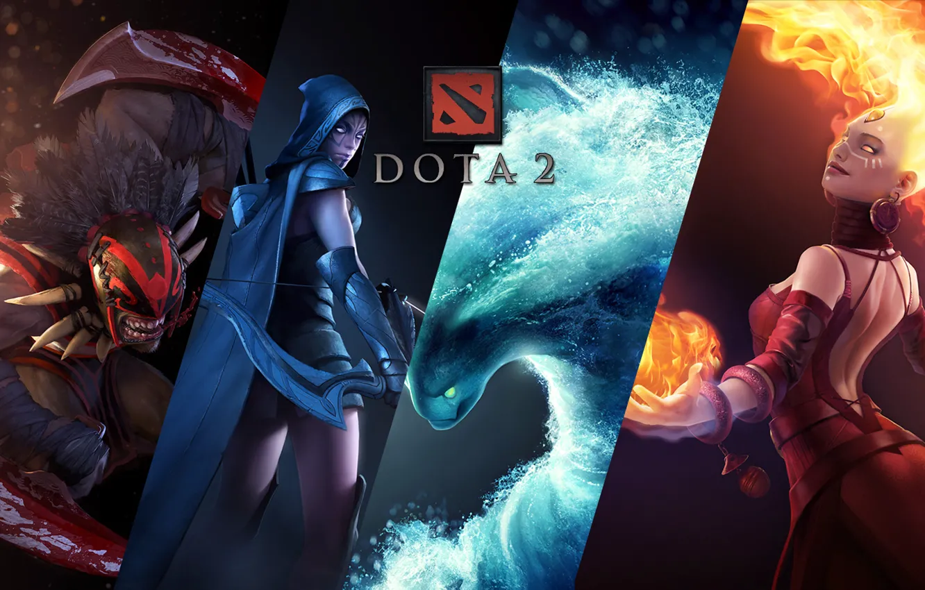 Photo wallpaper DotA 2, Defense of the Ancients, Bloodseeker, sicker, morph, Traxex, Lina Inverse, Morphling