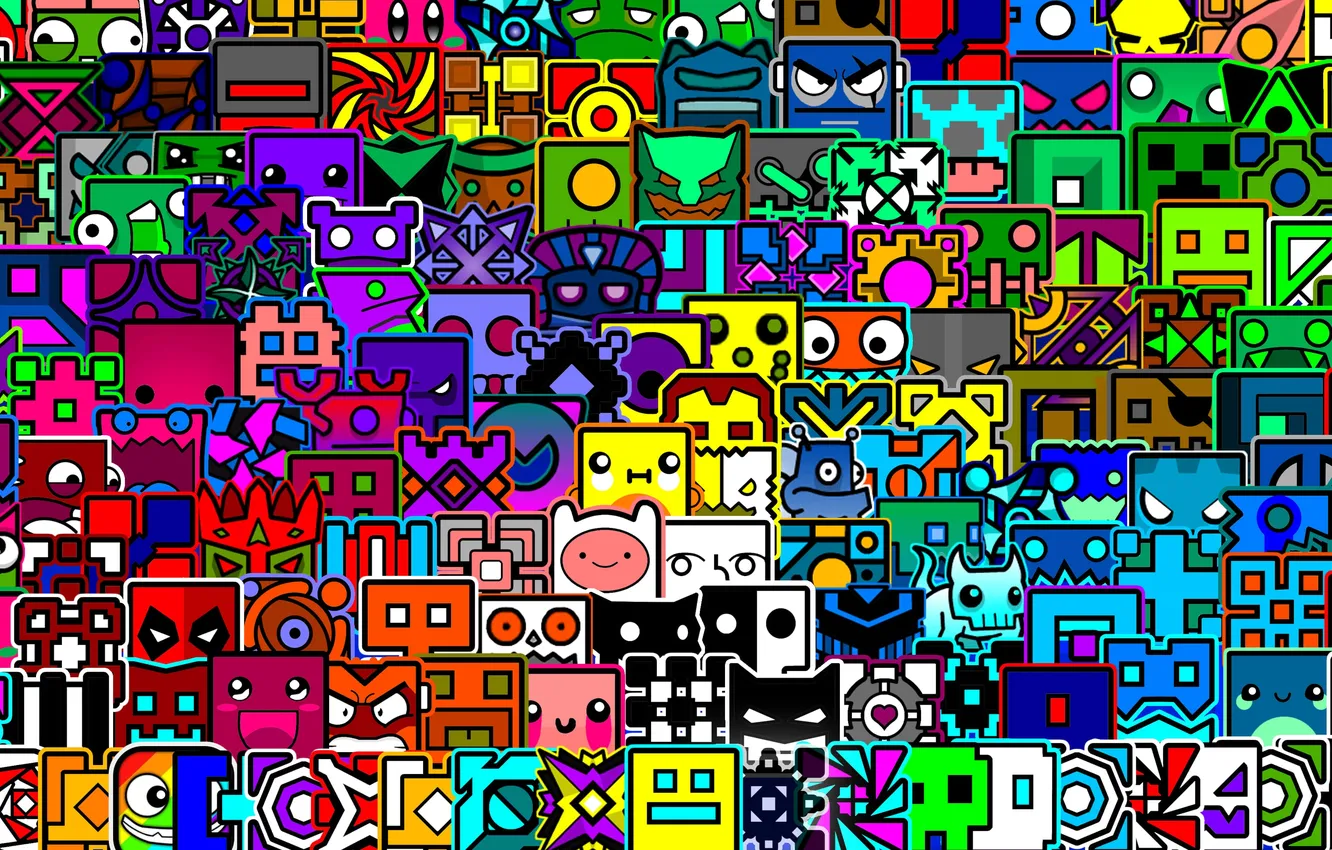 Photo wallpaper abstraction, cubes, different colors, puzzle, geometry, dash, geometric feature