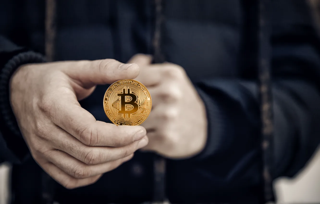 Photo wallpaper money, hand, bitcoin