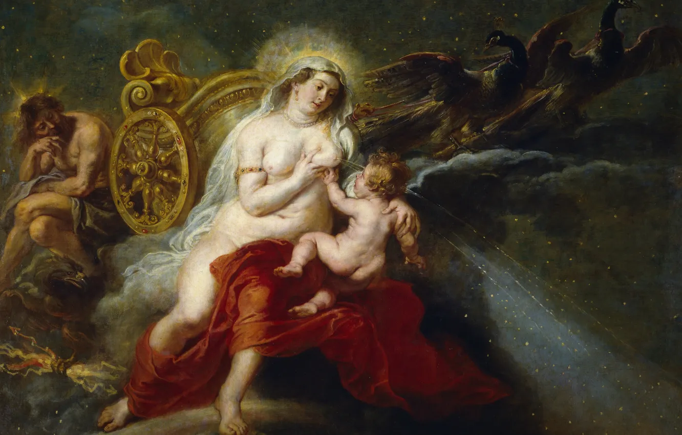 Photo wallpaper erotic, picture, Peter Paul Rubens, mythology, Pieter Paul Rubens, The Birth Of The Milky Way