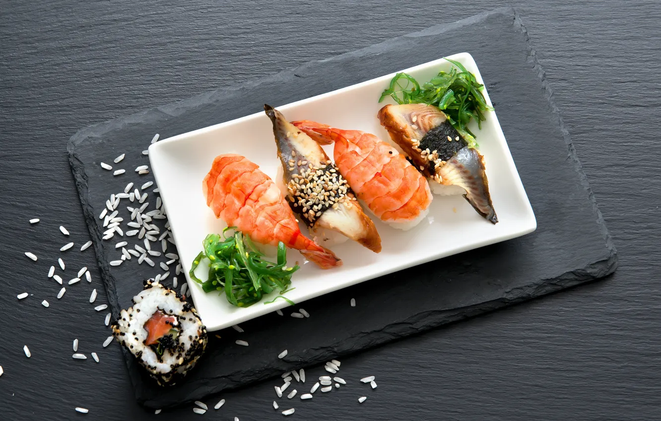 Photo wallpaper algae, figure, sushi