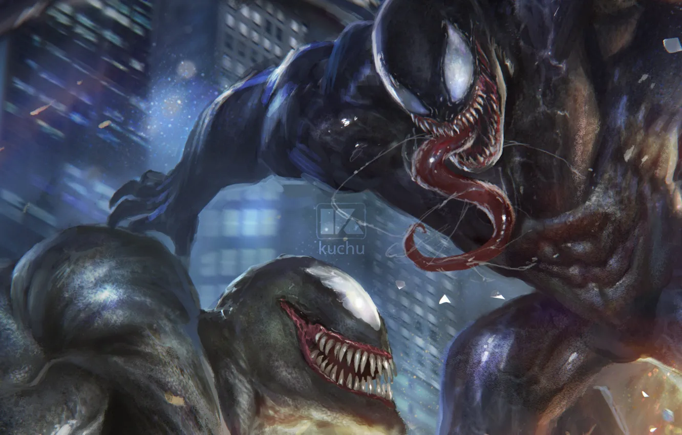 Photo wallpaper the city, figure, art, Venom, Venom, the symbiote
