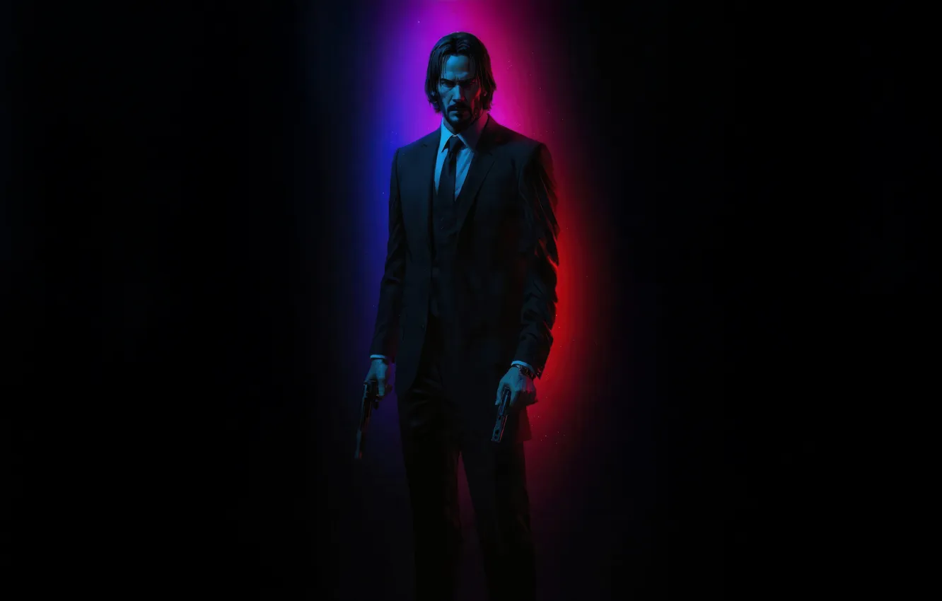 Photo wallpaper gun, art, costume, black background, poster, Keanu Reeves, Keanu Reeves, John Wick