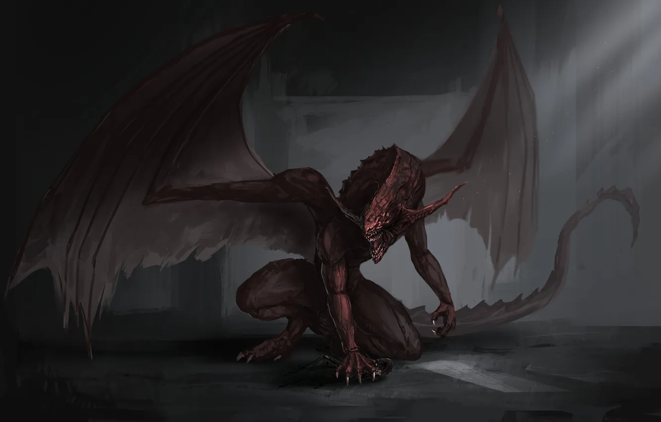 Photo wallpaper darkness, dragon, dark, wings, hell dragon