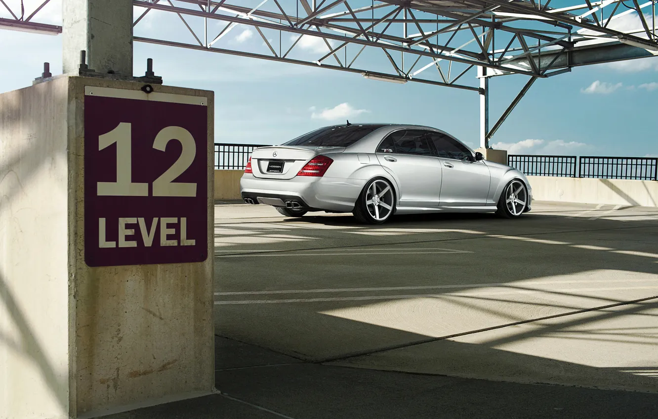 Photo wallpaper Parking, Mercedes, Mercedes, metallic, S550, Vossen, S-Class