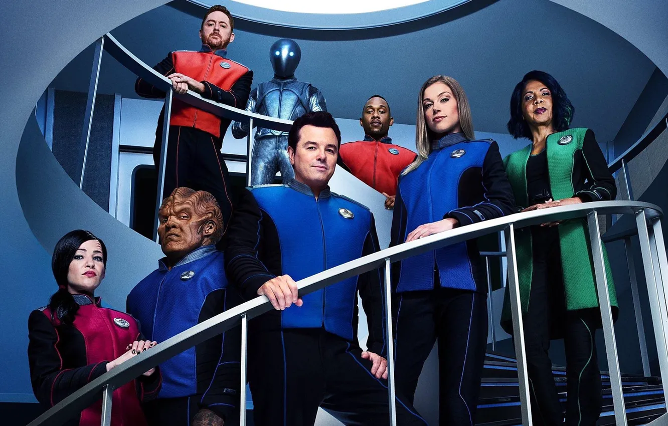 Photo wallpaper look, actors, the series, Movies, on the stairs, The Orville, Orville