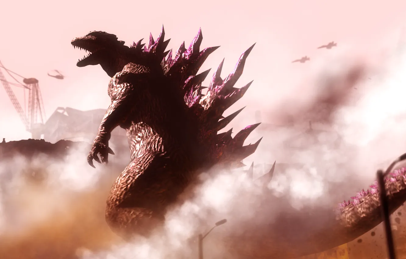 Photo wallpaper destruction, Godzilla, Godzilla, fan art