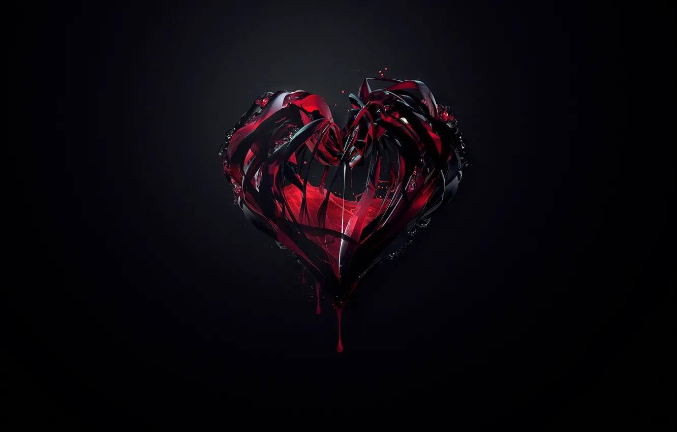 Photo wallpaper red, abstraction, background, paint, black, heart, minimalism