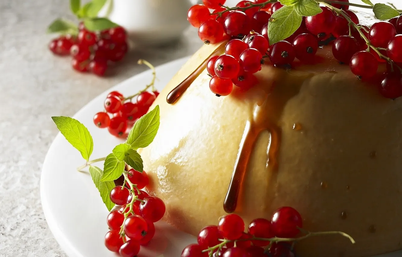 Photo wallpaper berries, food, cream, dessert, currants, food, sweet, sweet