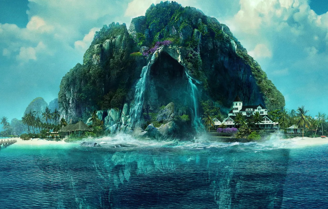 Photo wallpaper sea, island, cave, Fantasy Island