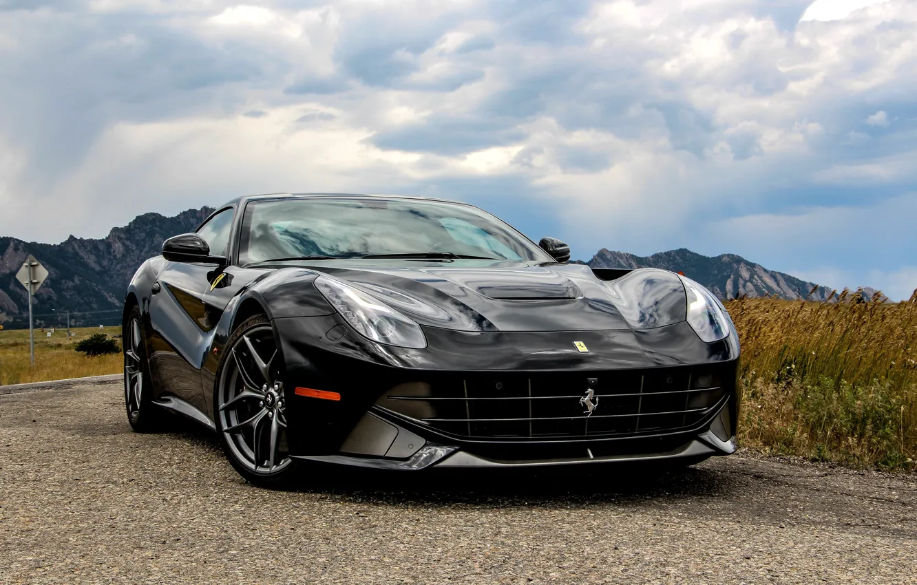 Photo wallpaper ferrari, black, f12, berlinetta