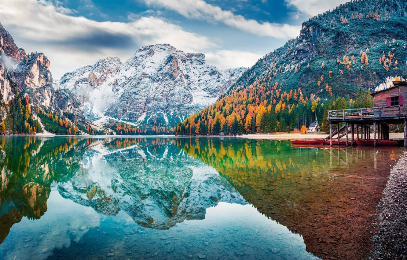 Photo wallpaper autumn, landscape, mountains, nature, lake, reflection