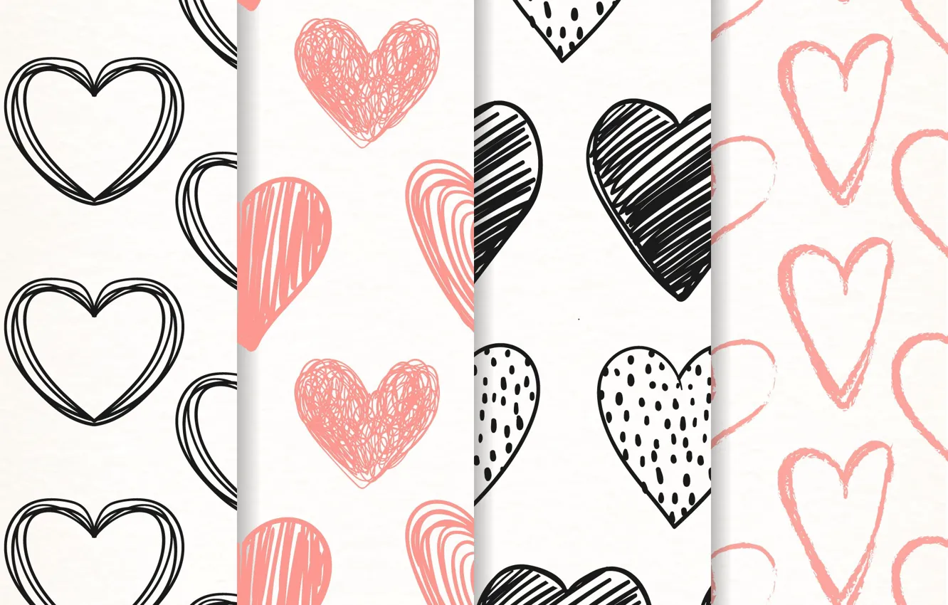 Photo wallpaper white, background, texture, hearts, patterns, hearts